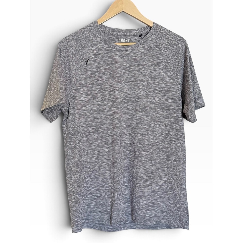 Rhone Mens Medium M Reign Short Sleeve T-Shirt Grey Space Dye Performance Crew